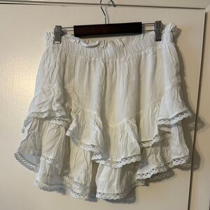 Chic White Ruffled A-Line Skirt